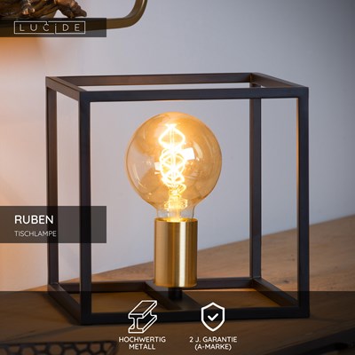 Lucide RUBEN - Tischlampe - 1xE27 - Schwarz